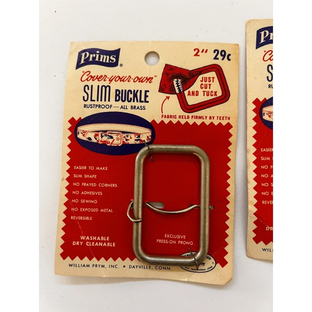 Vintage PRIMS Brass Rustproof Slim Buckle Lot Of 3 Prym Inc 4 Sets New Old Stock